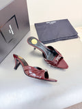 YSL 26S HIGH HEEL SANDALS 65 MM IN DARK RED CALFSKIN