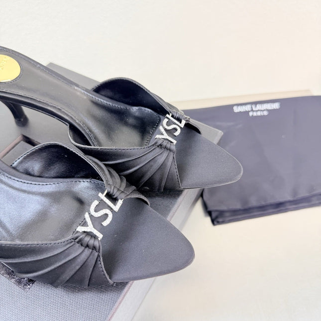 YSL 26S HIGH HEEL SANDALS 65 MM IN BLACK FABRIC