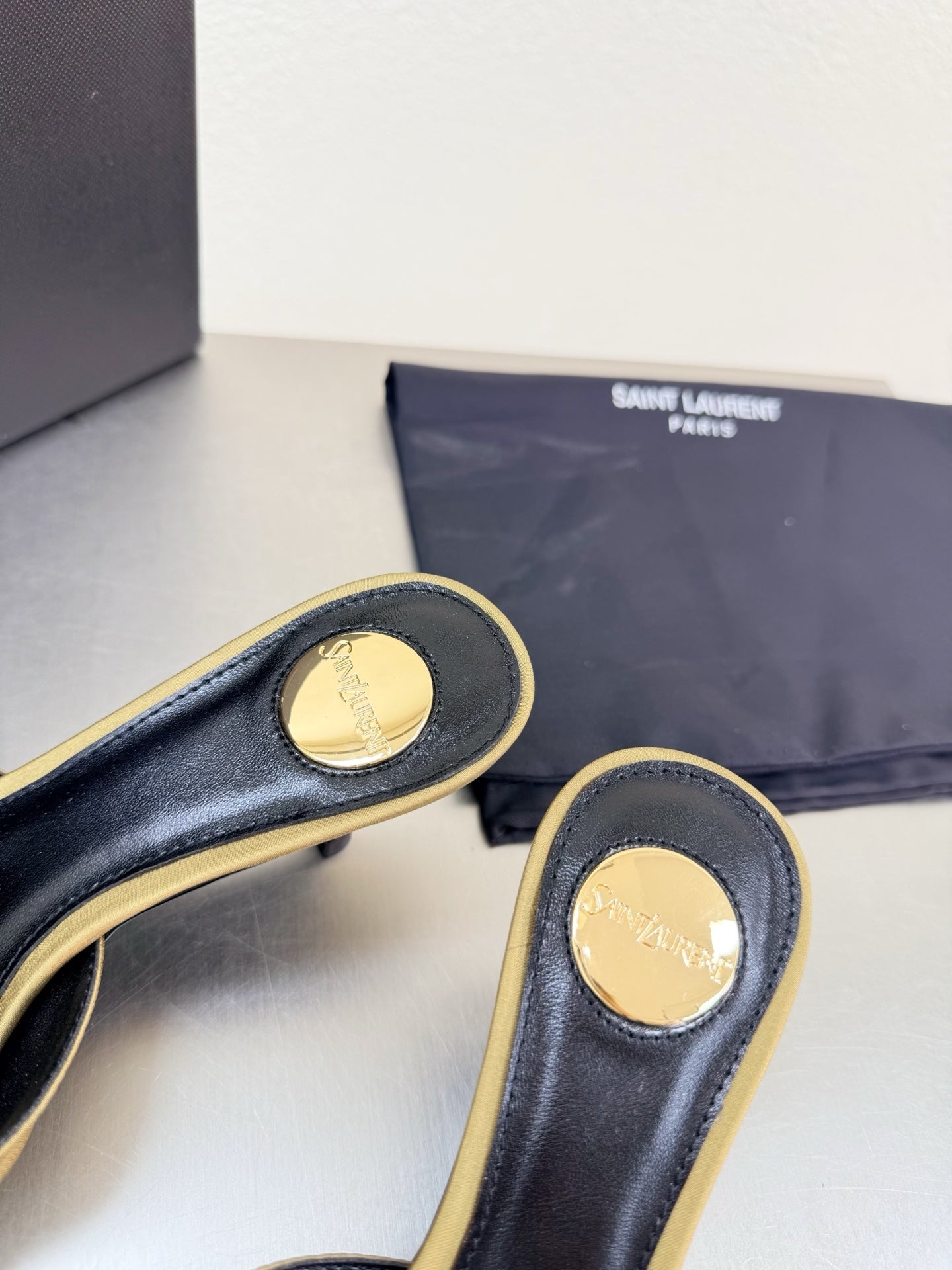 YSL 26S HIGH HEEL SANDALS 65 MM IN LIGHT OLIVE GREEN FABRIC