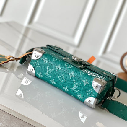 SOUL TRUNK 19 IN GREEN MONOGRAM HERITAGE CANVAS SILVER HARDWARE
