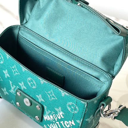 SOUL TRUNK 19 IN GREEN MONOGRAM HERITAGE CANVAS SILVER HARDWARE