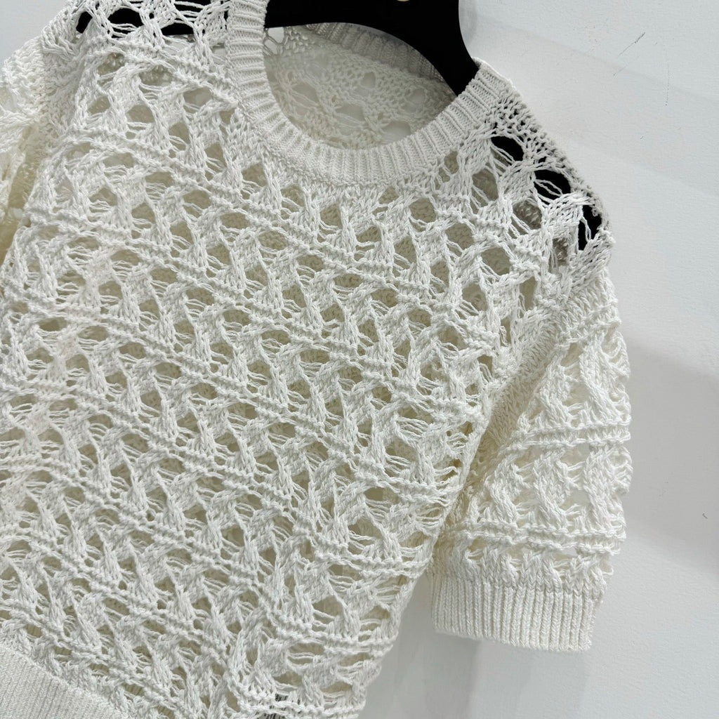 BRUNELLO 25S SHORT-SLEEVE KNIT SWEATER 267483