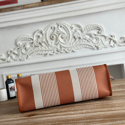 ZIP CABINE 31 BAG IN BRONZE BROWN MIX WHITE CANVAS AND CALFSKIN