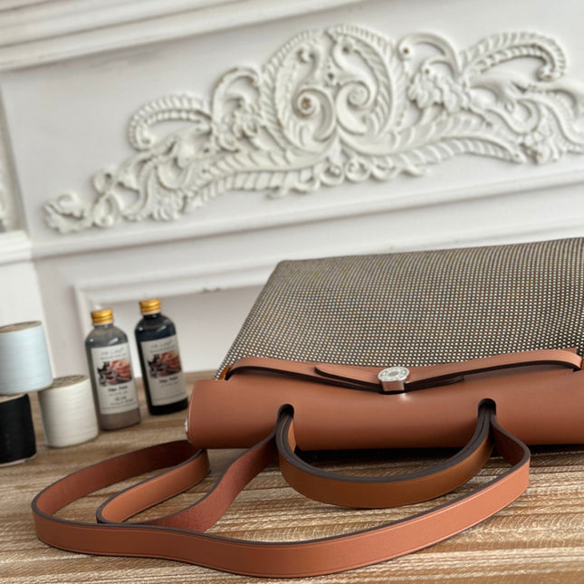 HERBAG MESSENGER 31 BAG IN DARK BROWN H VIKING CANVAS AND COWHIDE