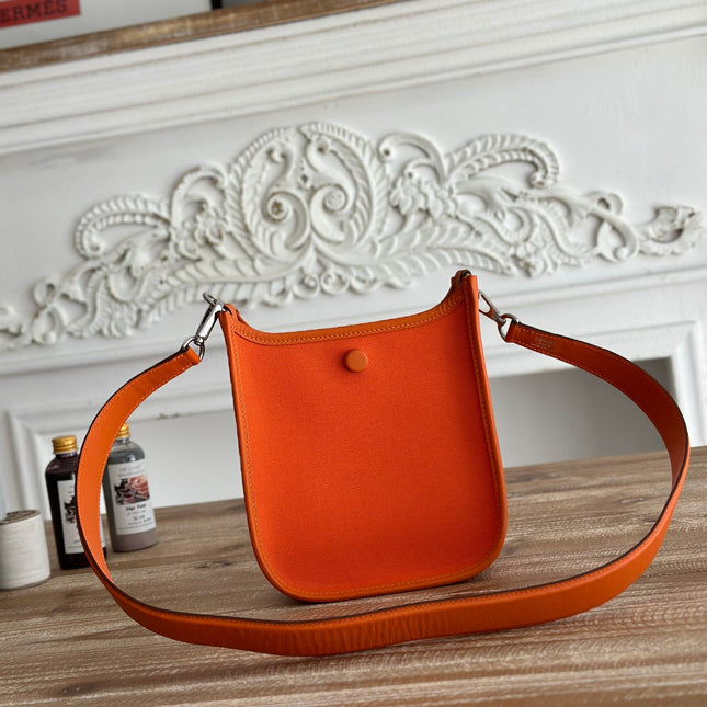 MINI NEO 17 EVELYNE BAG IN FIRE ORANGE CANVAS AND CALFSKIN