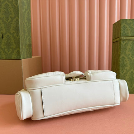 MARMONT SMALL MULTI-POCKET BAG 25 IN WHITE CALFSKIN GOLD HARDWARE