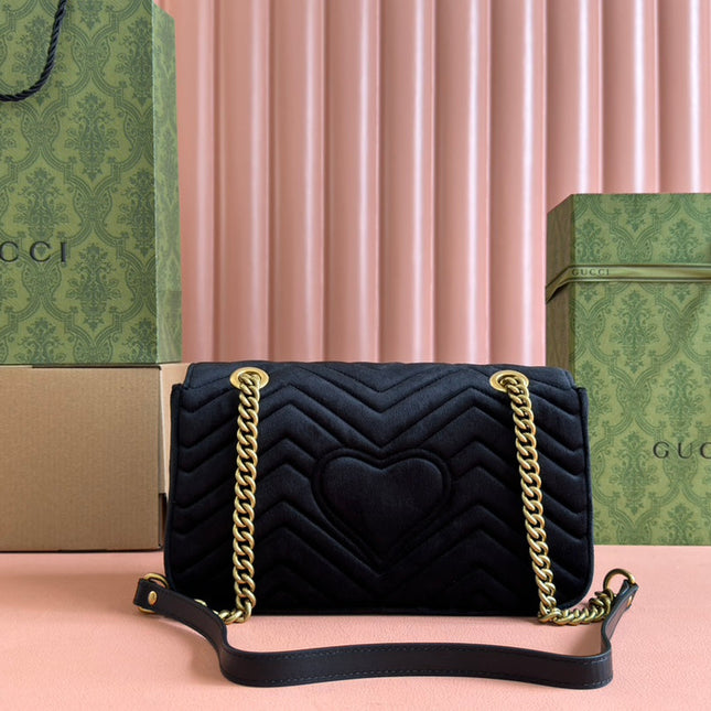 GUCCI 26S GG MARMONT MATELASSE 26 IN BLACK VELVET