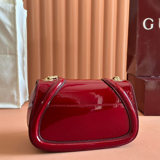 SMALL BLONDIE SHOULDER BAG 21.5 IN RED PATENT CALFSKIN