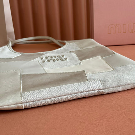 IVY TOTE BAG 60 IN CHALK WHITE PATCHWORK CALFSKIN