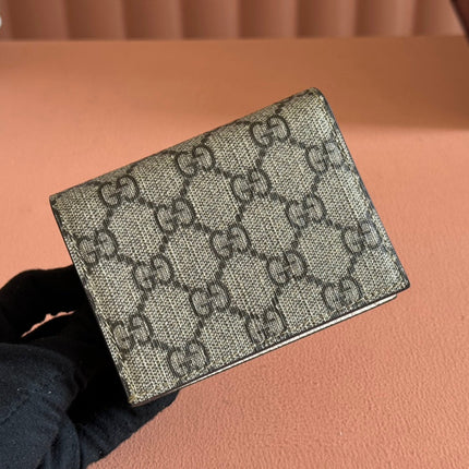 MARMONT BI-COLOUR CARD CASE WALLET 11 IN BEIGE EBONY GG CANVAS WHITE CALFSKIN