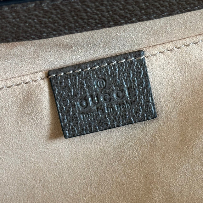 GUCCI 26S OPHIDIA HANDBAG 25 IN BROWN AND DARK BEIGE CALFSKIN