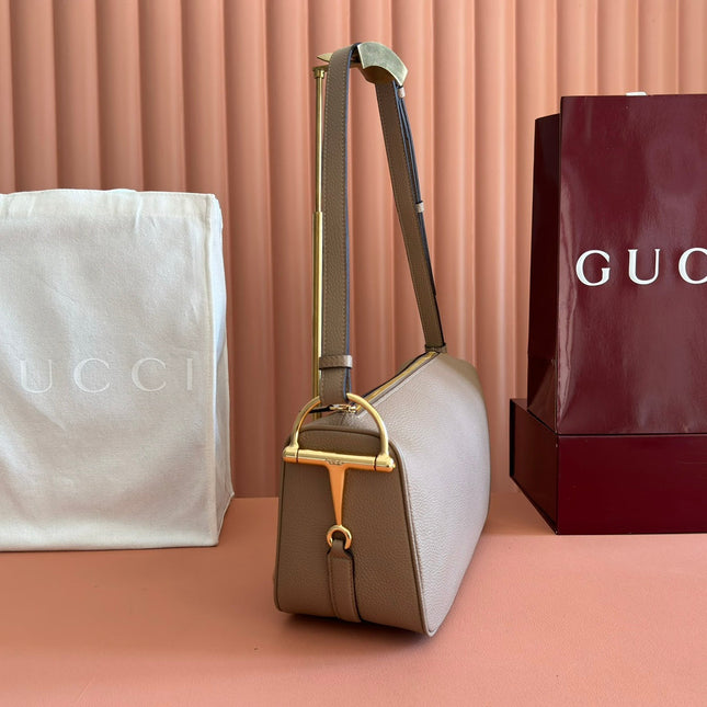 GUCCI 26S SHOULDER BAG 31 IN LIGHT EARTH BROWN CALFSKIN