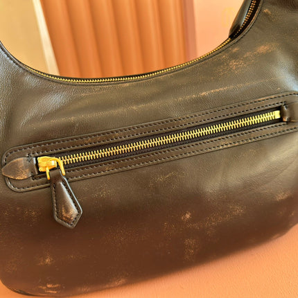 MIUMIU 26S POCKET BAG 38 IN BLACK CALFSKIN GOLD HARDWARE