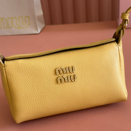 MIUMIU 26S POUCH BAG 18 IN YELLOW CALFSKIN GOLD HARDWARE