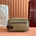 GUCCI 26S GG TOILETRY CASE 28 IN DARK BEIGE AND BROWN CANVAS