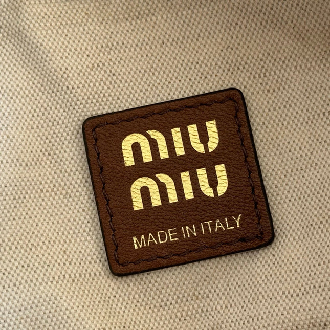 MIUMIU 26S CORDUROY POUCH BAG 25 IN LIGHT BROWN SUEDE