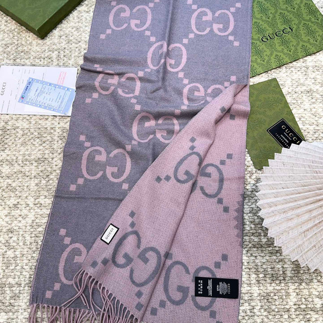 SCARF 200 CM IN LIGHT PINK MIX GRAY CASHMERE 396379