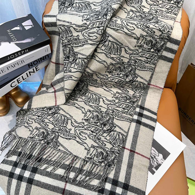SCARF 210 CM IN WHITE MIX BLACK CASHMERE 408617