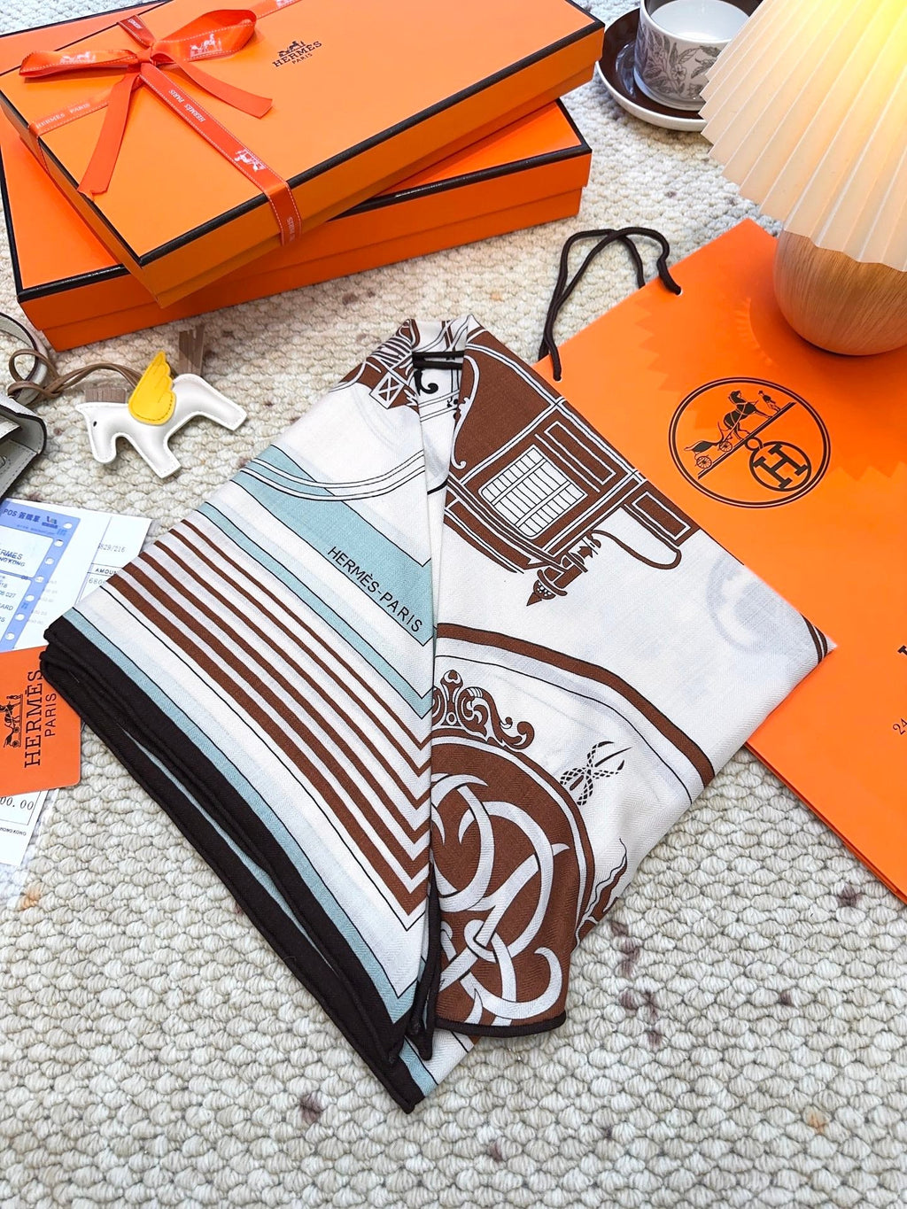HERMES 25S SCARF 140 IN CASHMERE SILK 854529