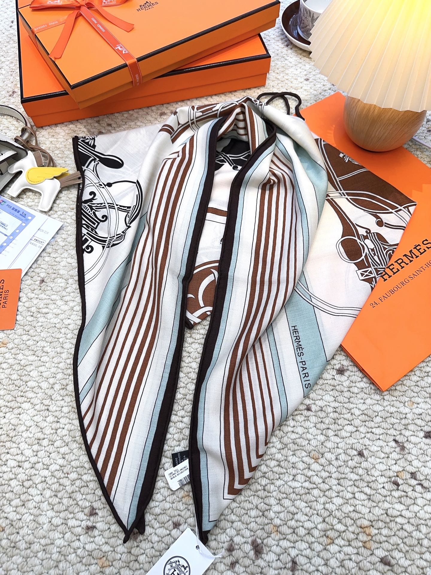 HERMES 25S SCARF 140 IN CASHMERE SILK 854529