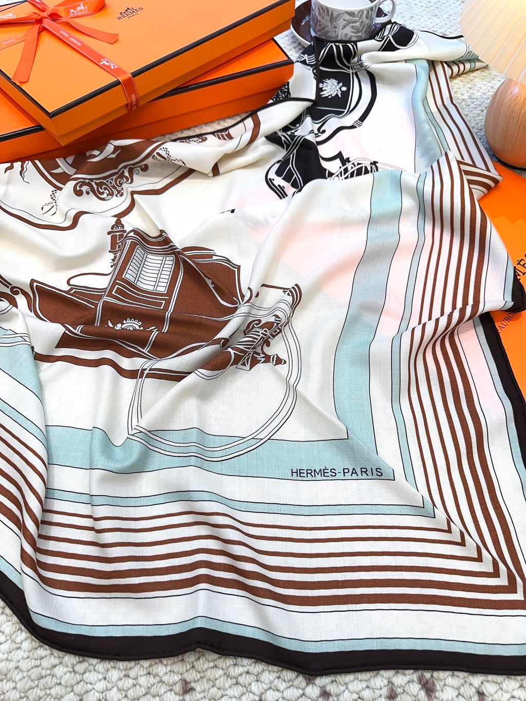 HERMES 25S SCARF 140 IN CASHMERE SILK 854529