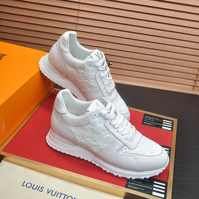 LV TRAINER SHOES IN WHITE EMBOSSED LAMBSKIN