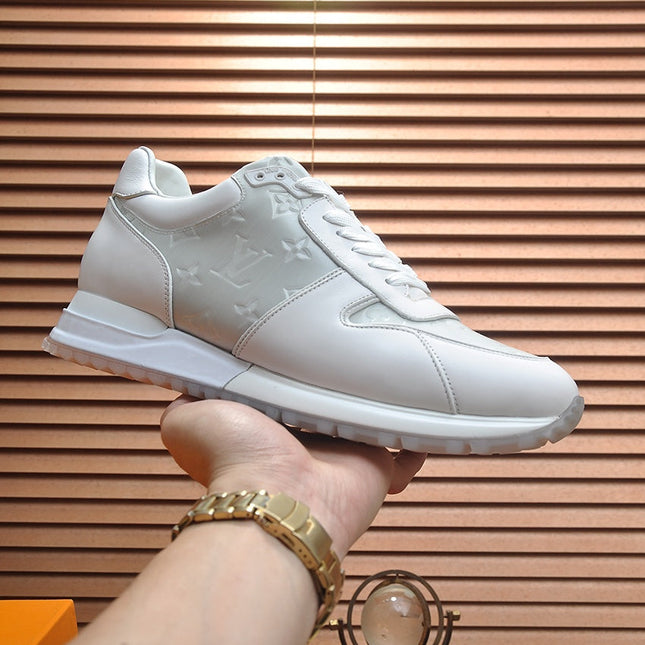 LV TRAINER SHOES IN WHITE MIX GREY EMBOSSED LAMBSKIN