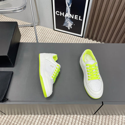 SL/61 SNEAKERS IN WHITE MIX NEON YELLOW CALFSKIN