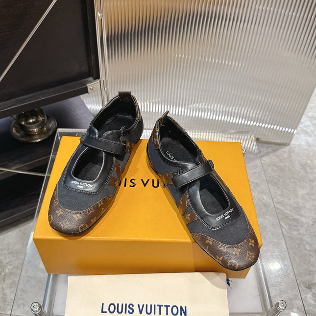 LV 26S SNEAKERINA MARY JANE IN BLACK AND DARK BROWN CALFSKIN