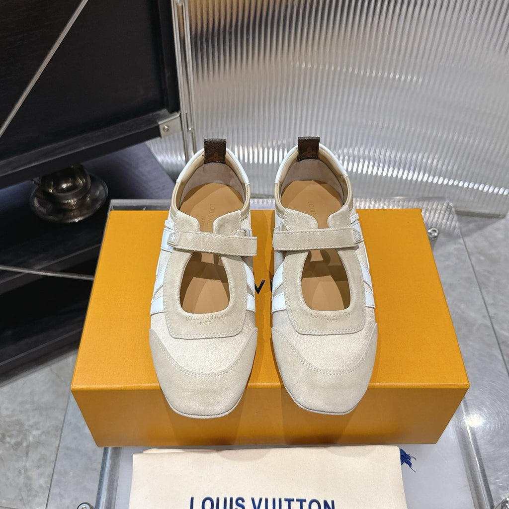 LV 26S SNEAKERINA MARY JANE IN BEIGE SUEDE