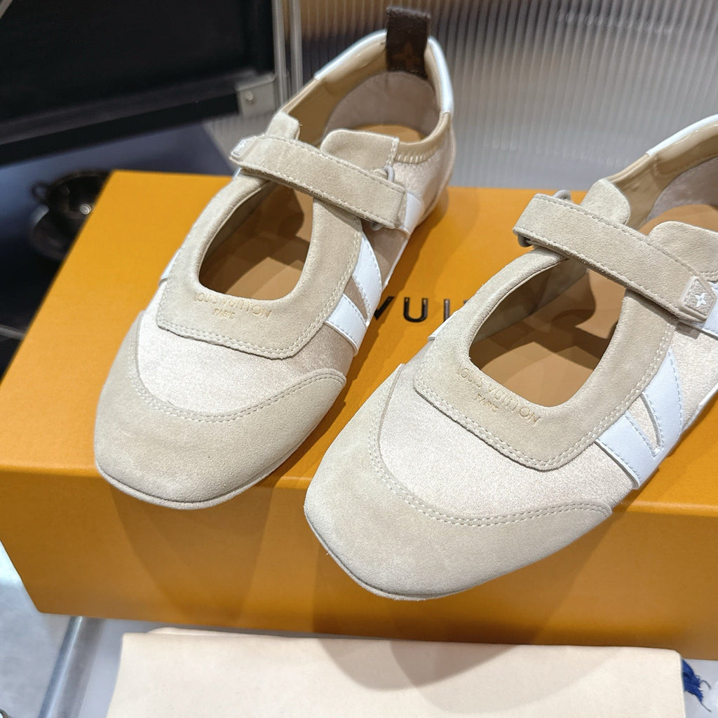LV 26S SNEAKERINA MARY JANE IN BEIGE SUEDE