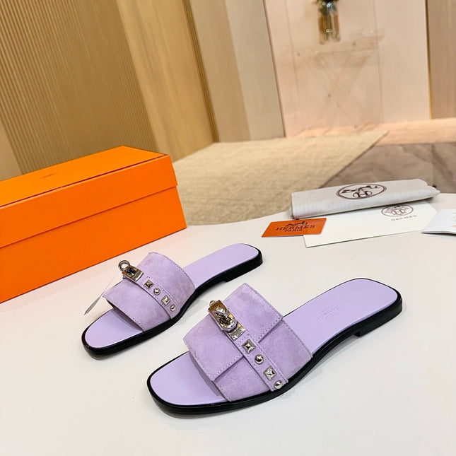 HM 26S GIULIA SANDAL IN LIGHT PURPLE SUEDE AND CALFSKIN SILVER HARDWARE