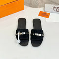 HM 26S GIULIA SANDAL IN BLACK SUEDE AND CALFSKIN SILVER HARDWARE