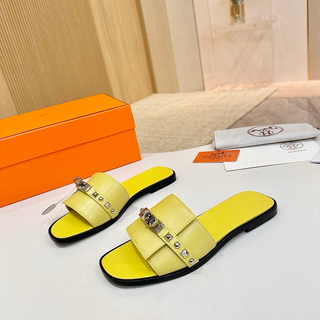 HM 26S GIULIA SANDAL IN YELLOW CALFSKIN SILVER HARDWARE