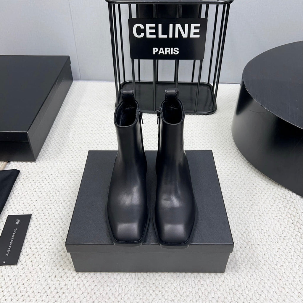 SHORT BOOTS 35 MM IN BLACK CALFSKIN