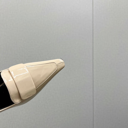D'ORSAY PUMPS IN CREAM GLOSSY CALFSKIN