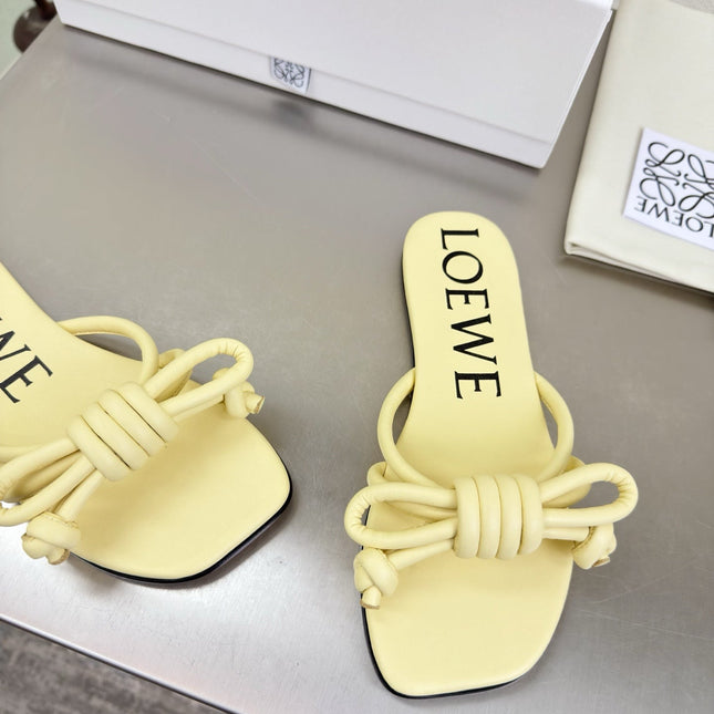 LOEWE 26S FLAMENCO KNOT SANDAL IN BUTTER YELLOW CALFSKIN