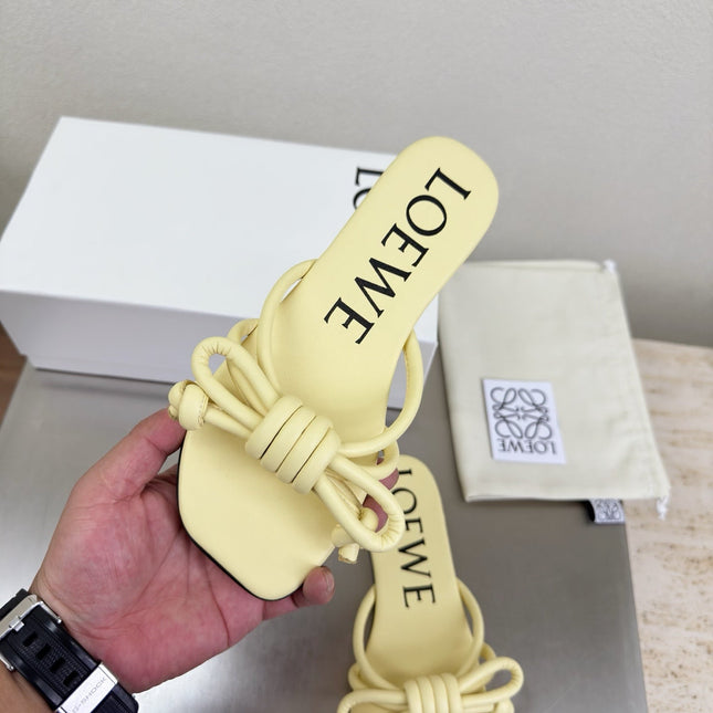 LOEWE 26S FLAMENCO KNOT SANDAL IN BUTTER YELLOW CALFSKIN