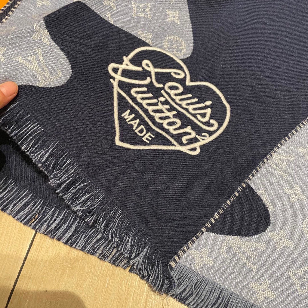 MONOGRAM DRIP 200 CM IN NAVY BLUE WOOL 391068