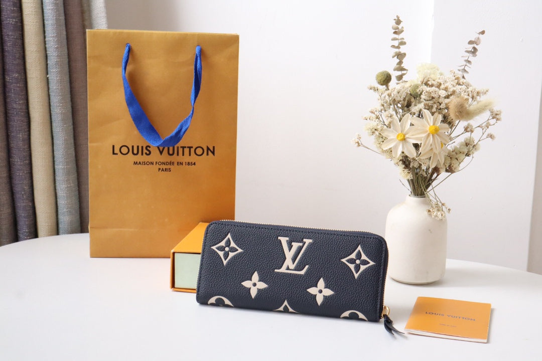 LV MONOGRAM LONG WALLET 20 IN BLACK AND CREAM GRAINED CALFSKIN