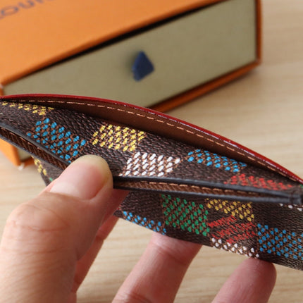 POCKET ORGANIZER CARD HOLDER 11 IN COLORFUL DAMIER EBENE CANVAS