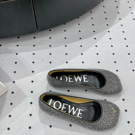 Toy ballerina in suede and allover rhinestones black