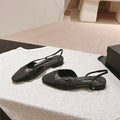 SLINGBACKS IN BLACK LAMBSKIN AND SATIN