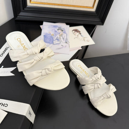 CC 25C Three Strap Mule White Lambskin 233558