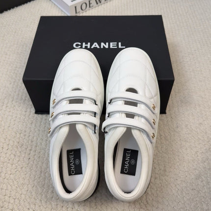 SNEAKERS WITH THREE STRAPS IN WHITE CALFSKIN