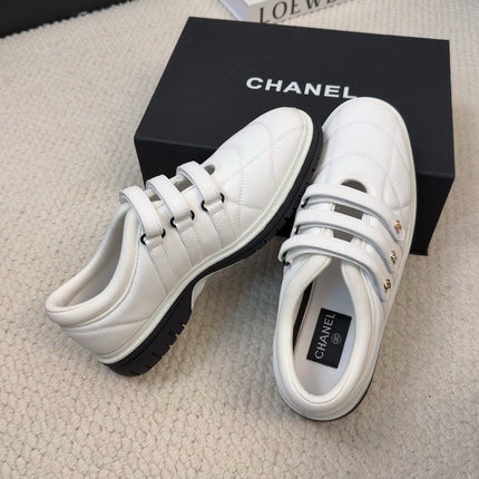 SNEAKERS WITH THREE STRAPS IN WHITE CALFSKIN