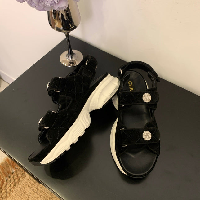 SANDAL 25S IN BLACK SUEDE FABRIC