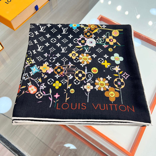 LV SCARF 135 CM IN WOOL MIX SILK 715459
