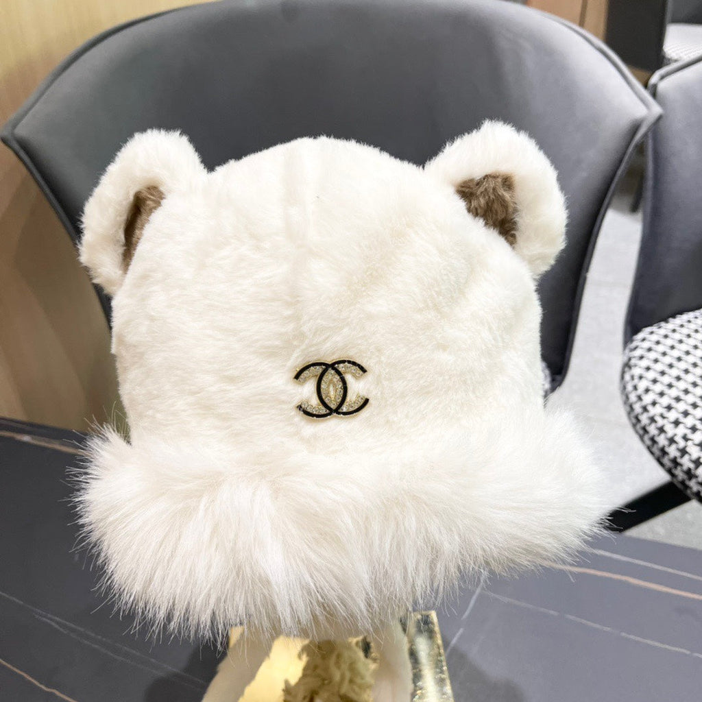 BEANIE HAT IN WHITE FLEECE AND WOOL 433166
