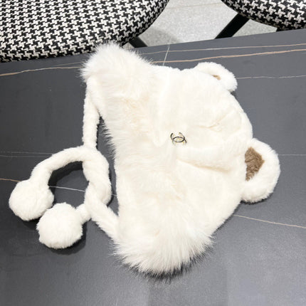 BEANIE HAT IN WHITE FLEECE AND WOOL 433166